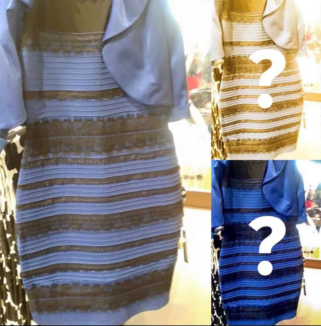 Синее платье или белое с золотым